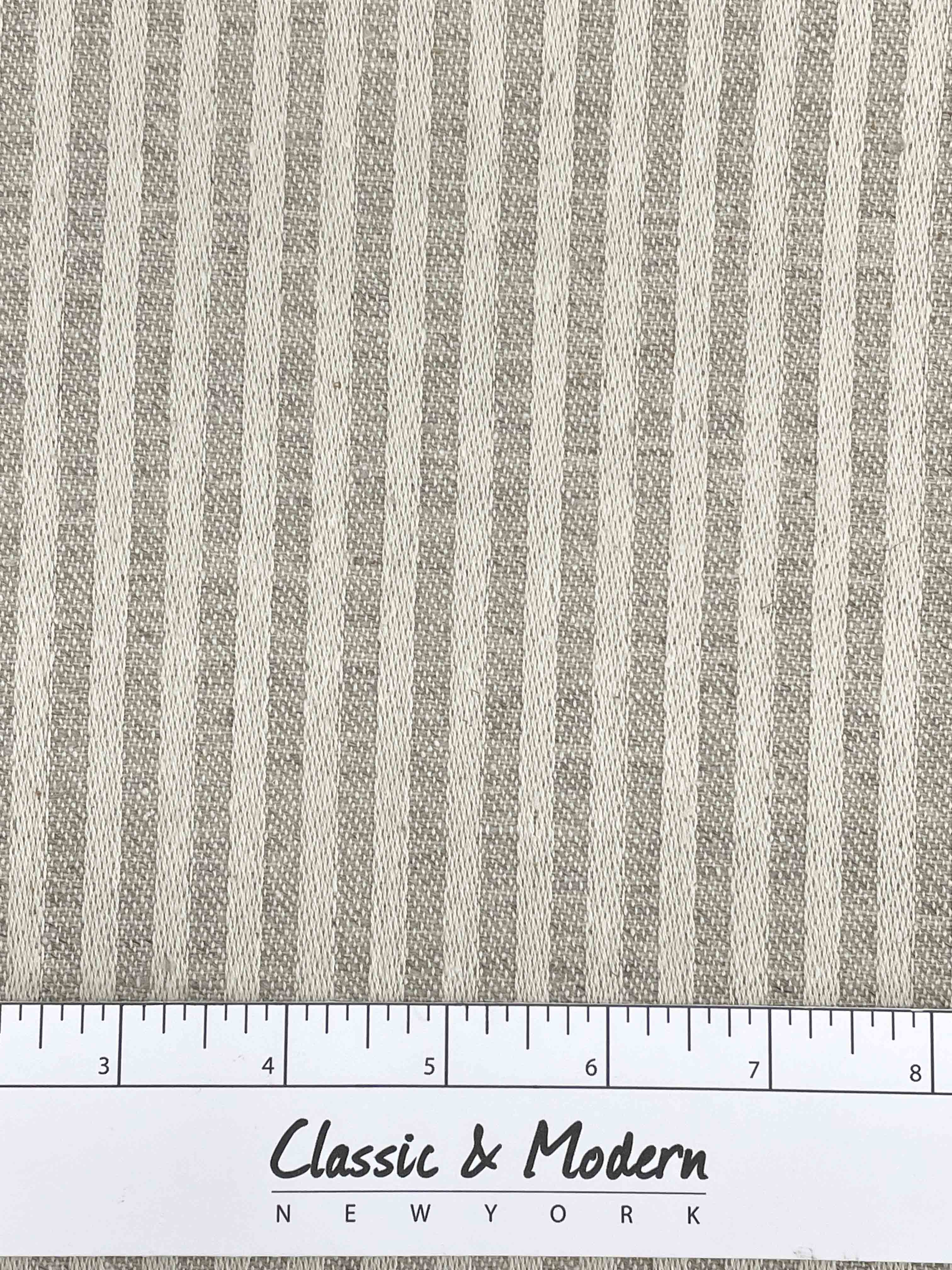 Beige and Ivory Stripe 100% Linen Fabric By The Yard/CL1115