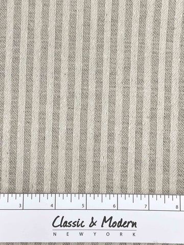 Beige and Ivory Stripe 100% Linen Fabric By The Yard/CL1115