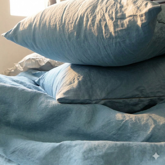 Blue Stonewashed Duvet Cover Set Organic 100% French Linen | CL1058