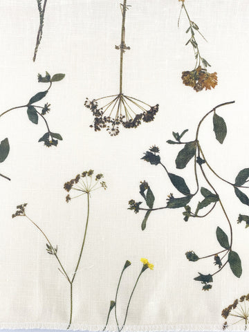 Bloom Plant Garden Print 100% Lightweight Linen Fabric by the Yard / 57" Width / CL1106