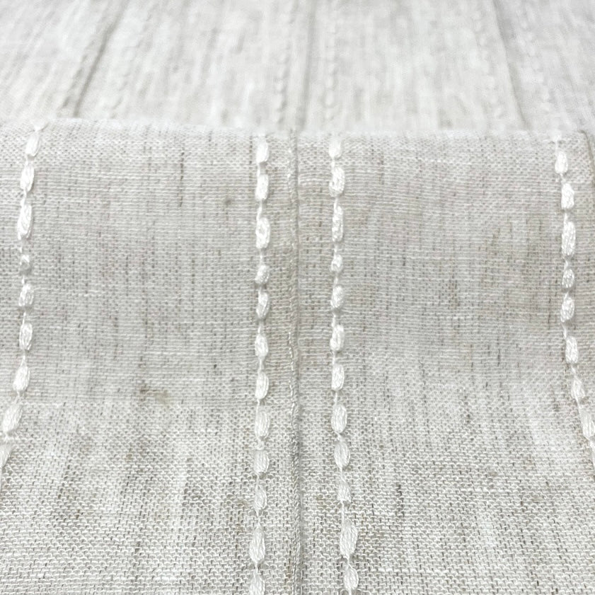 Sheer Linen Fabric with Embroidered Dots & Stripes / 54" Width / CL1126