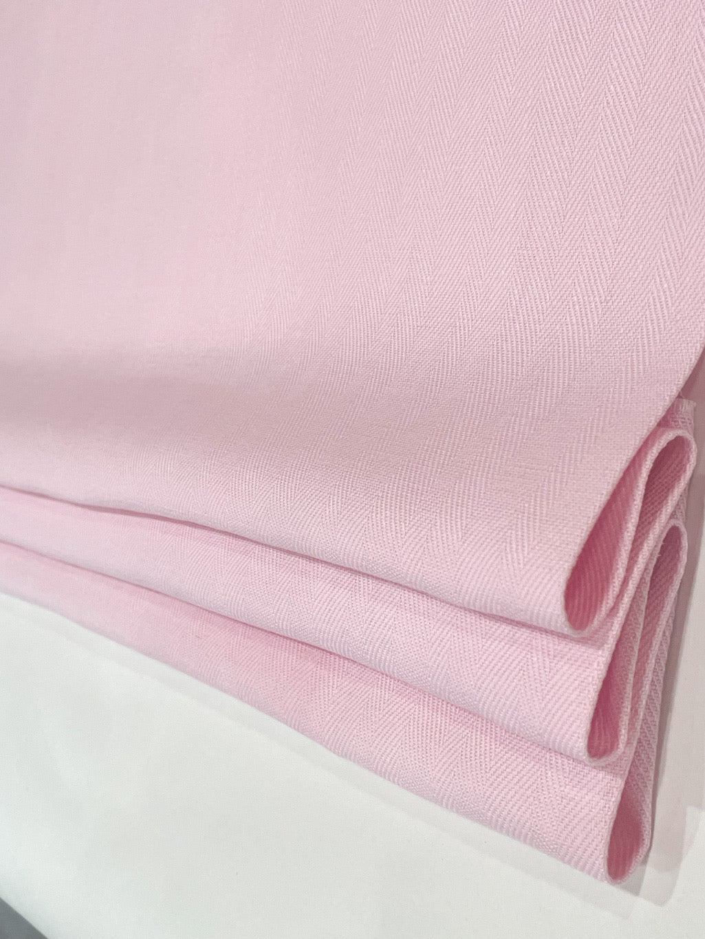 Pink Herringbone Pattern 100% Natural Linen Flat Custom Roman Shade / CL1047