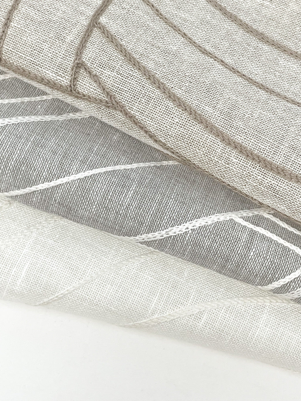 Wave Embroidery Geometric Blend Linen Sheer Fabric by the Yard / 54" Width / CL1136