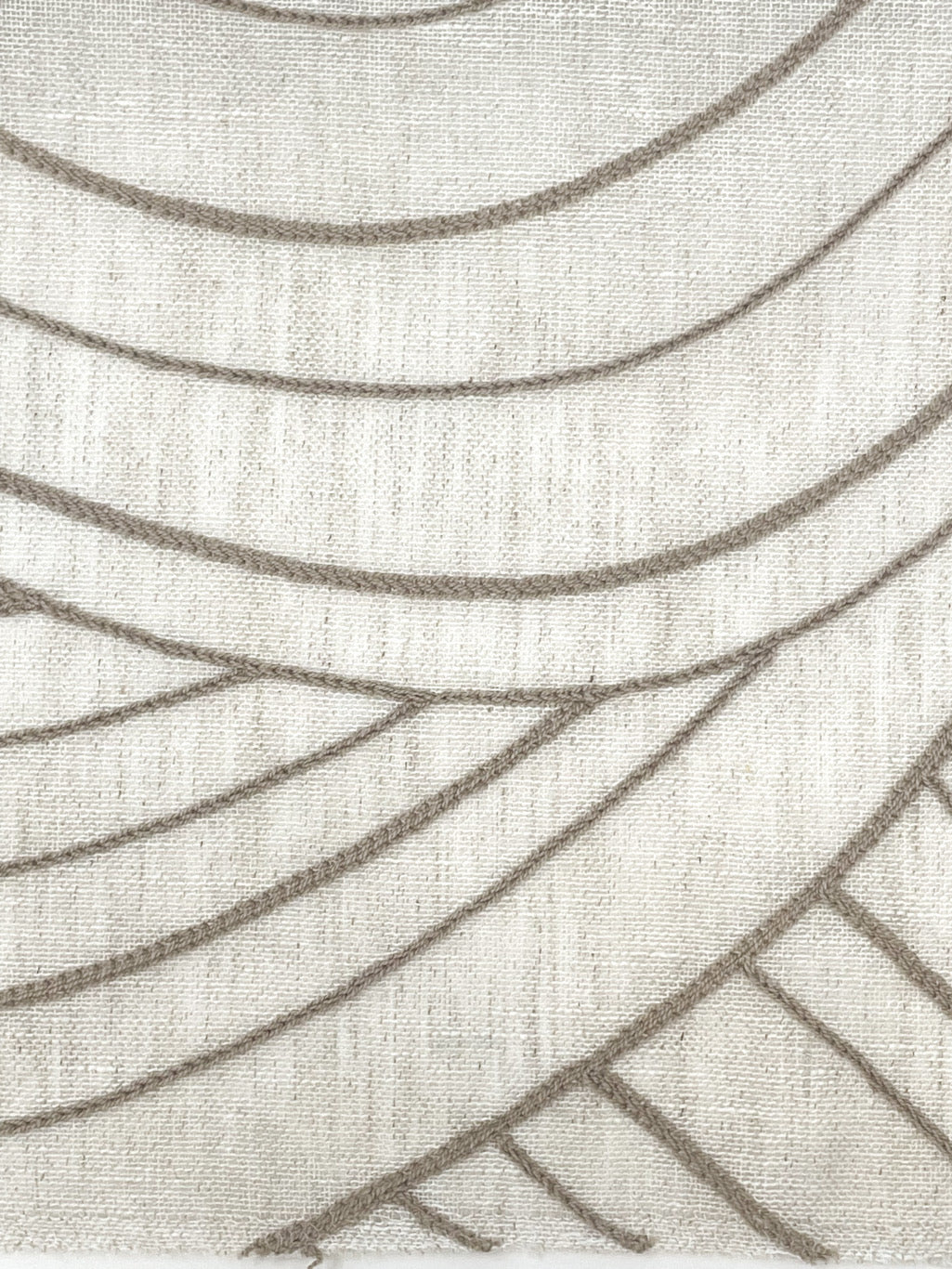 Wave Embroidery Geometric Blend Linen Sheer Fabric by the Yard / 54