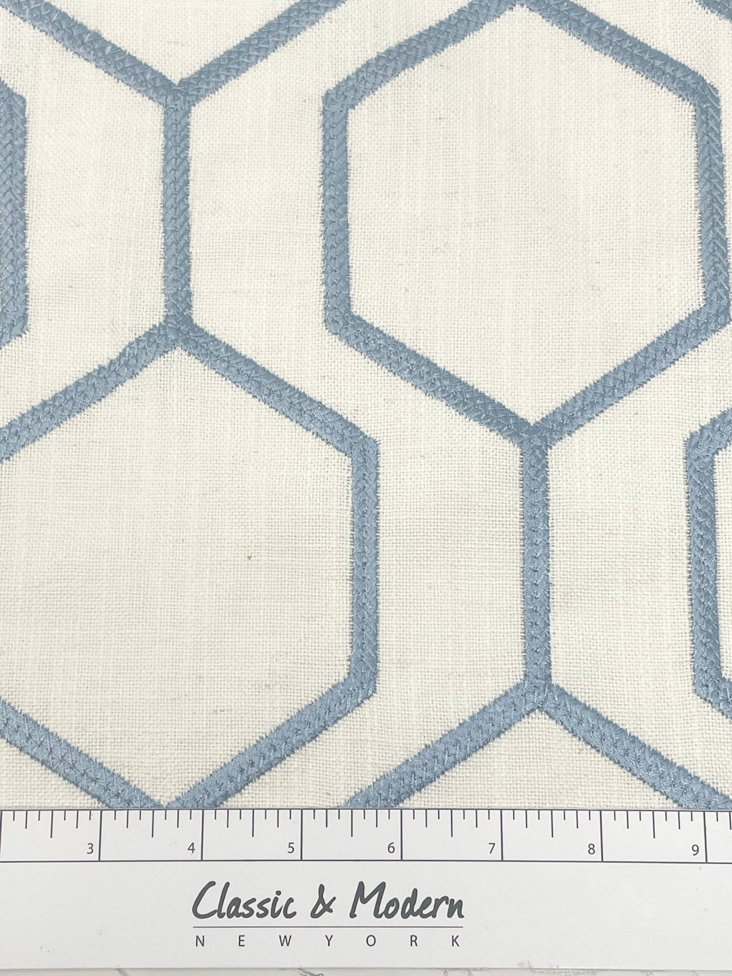 Geometric Embroidery Blend Linen Flat Roman Shade/CL1144
