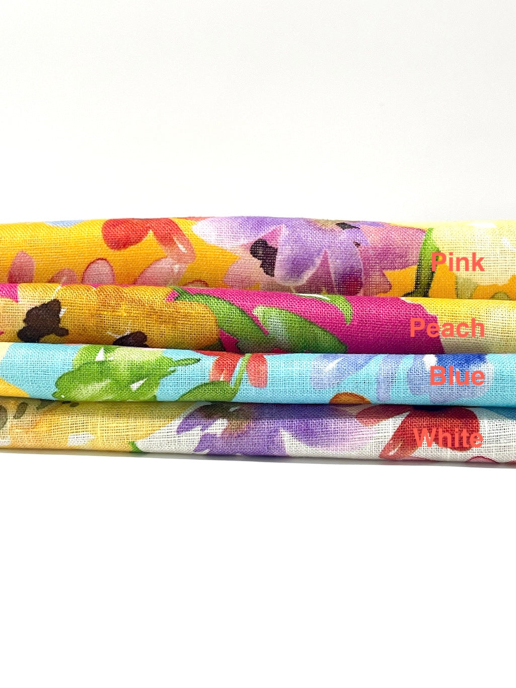 Aqua Floral Handkerchief Lightweight 100% Linen Fabric by the Yard / 57" Width / CL1110