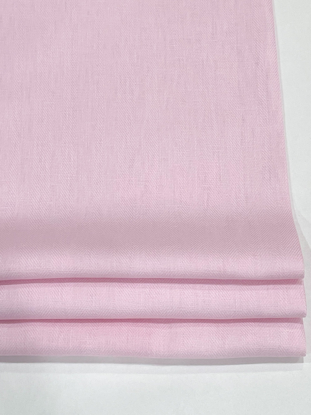 Pink Herringbone Pattern 100% Natural Linen Flat Custom Roman Shade / CL1047