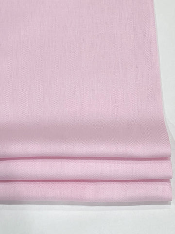 Pink Herringbone pattern 100% natural linen custom made flat roman shade.