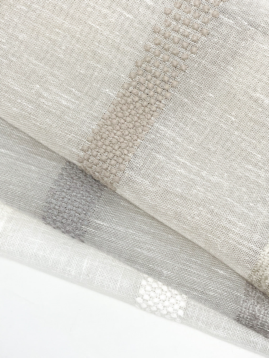 Dot and Texture Stripe Embroidery Blend Sheer Linen Fabric / 118" Width / CL1118