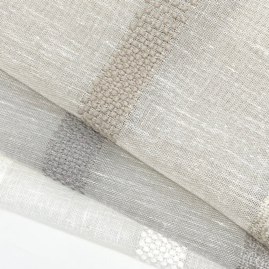 Dot and Texture Stripe Embroidery Blend Sheer Linen Fabric | 118"Width | CL1118