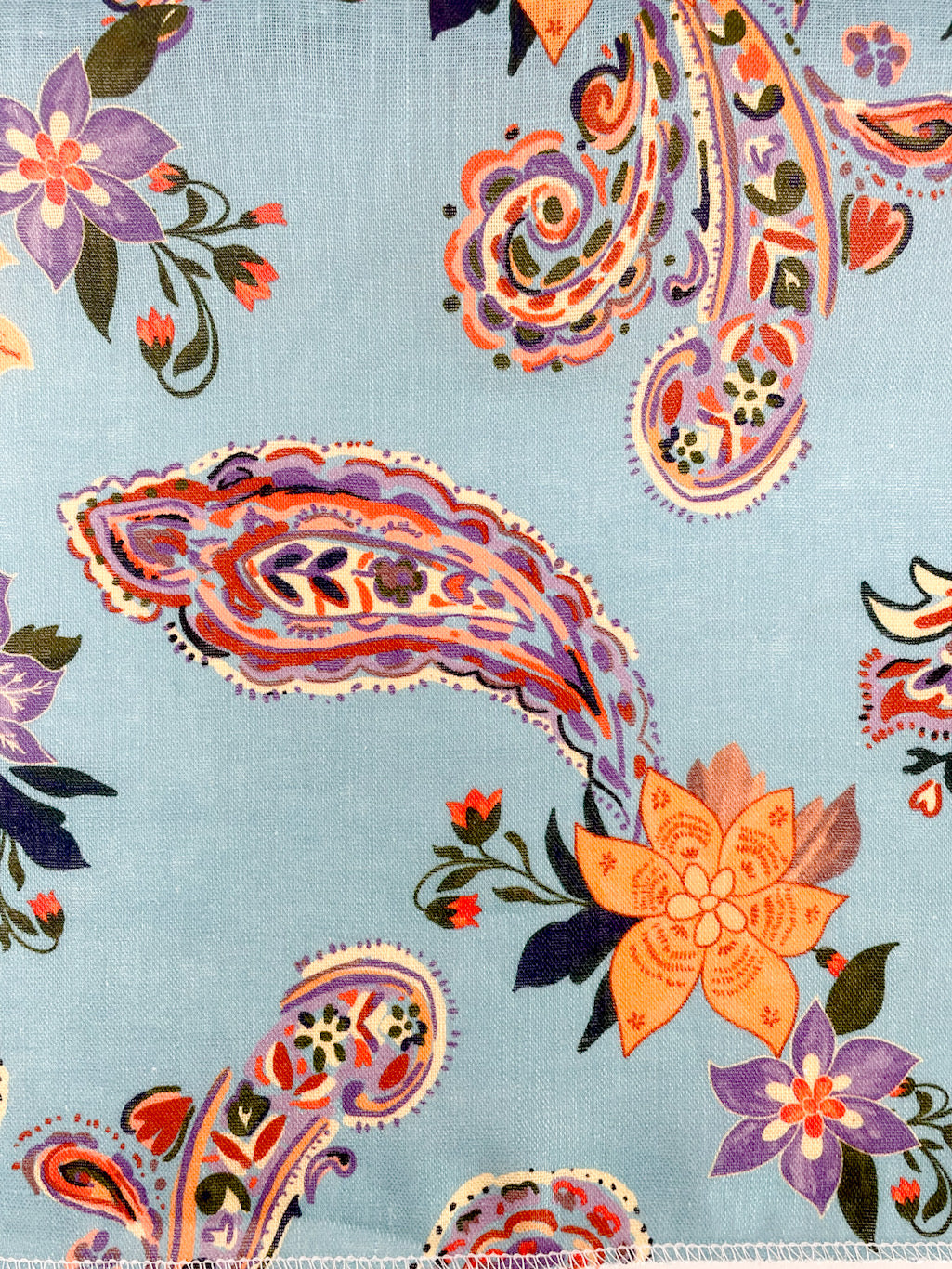 Paisley Floral Handkerchief Light Weight 100% Linen Fabric By The Yard/CL1107
