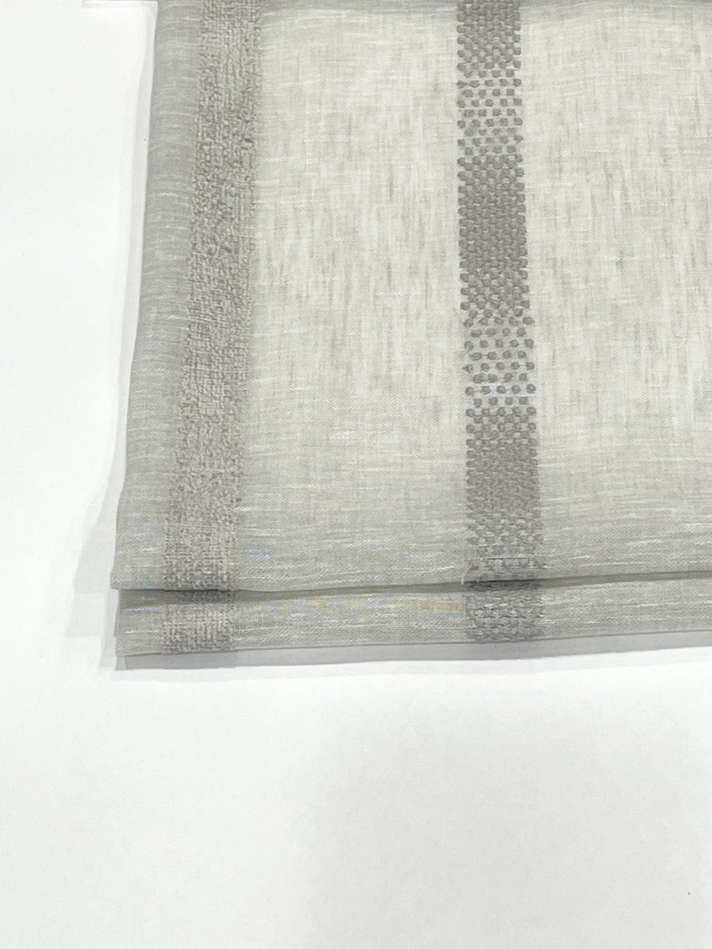 Dot and Texture Stripe Embroidery Blend Sheer Linen Flat Roman Shade, Window treatment/CL1118