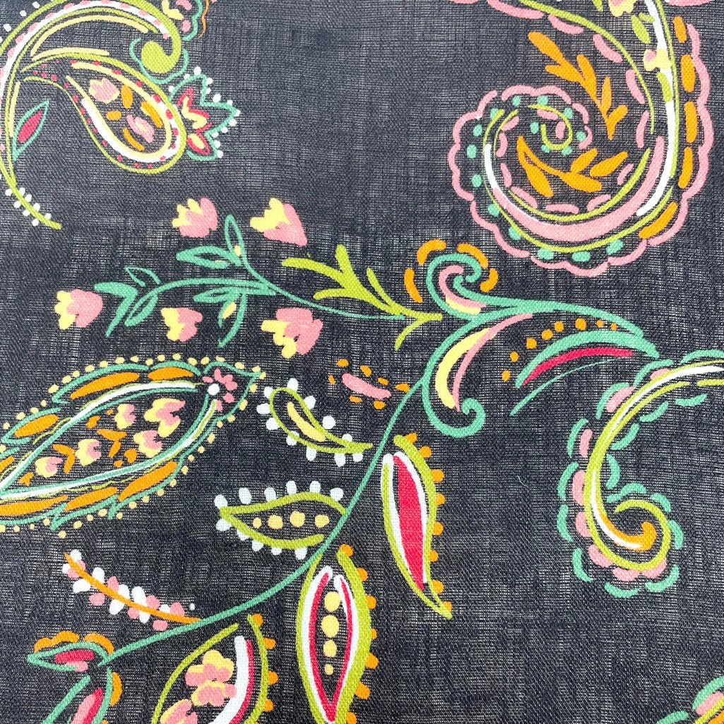 Heritage Paisley Handkerchief Lightweight 100% Linen Fabric by the Yard / 57" Width / CL1116