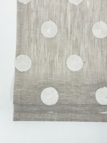 Circle Round Polka Dots Geometric Linen Fabric Flat Roman Shade / CL1072