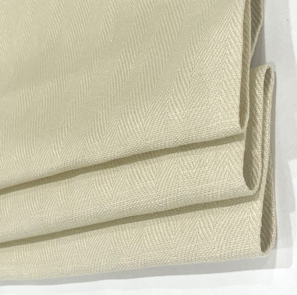 Ecru Herringbone Pattern 100% Natural Linen Flat Custom Roman Shade / CL1047 - Classic & Modern Home