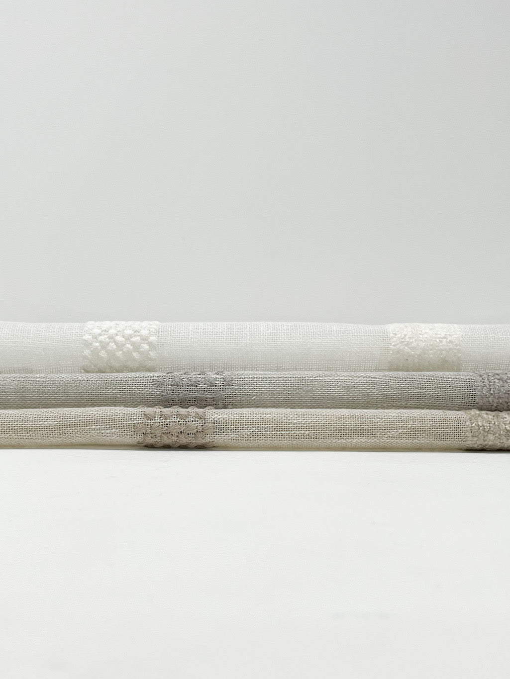 Dot and Texture Stripe Embroidery Blend Sheer Linen Fabric / 118" Width / CL1118