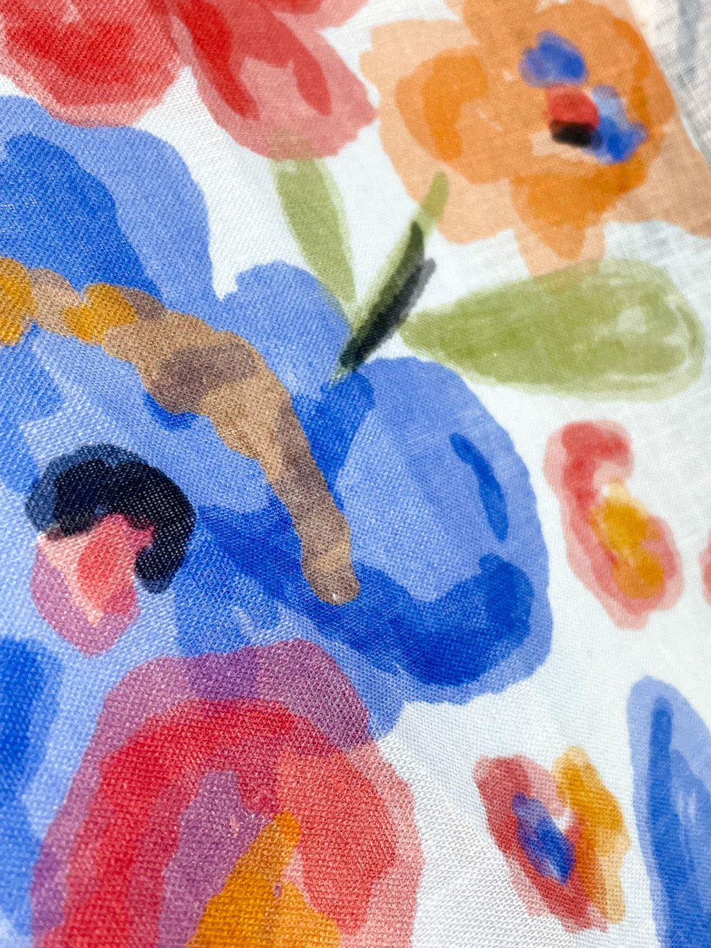 Aqua Floral Handkerchief Lightweight 100% Linen Fabric by the Yard / 57" Width / CL1110