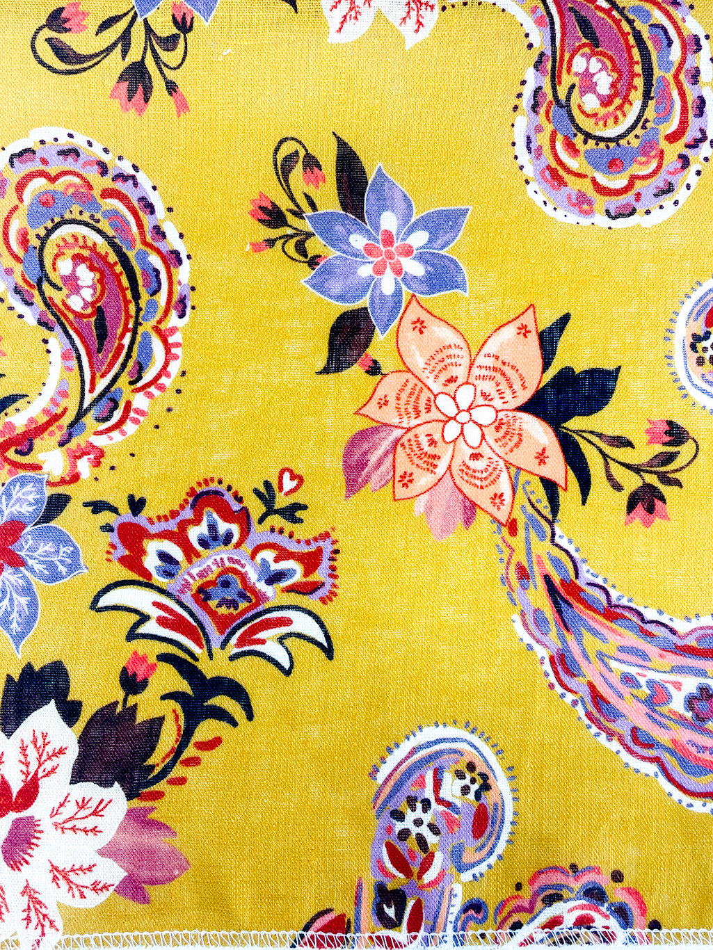 Paisley Floral Handkerchief Light Weight 100% Linen Fabric By The Yard/CL1107
