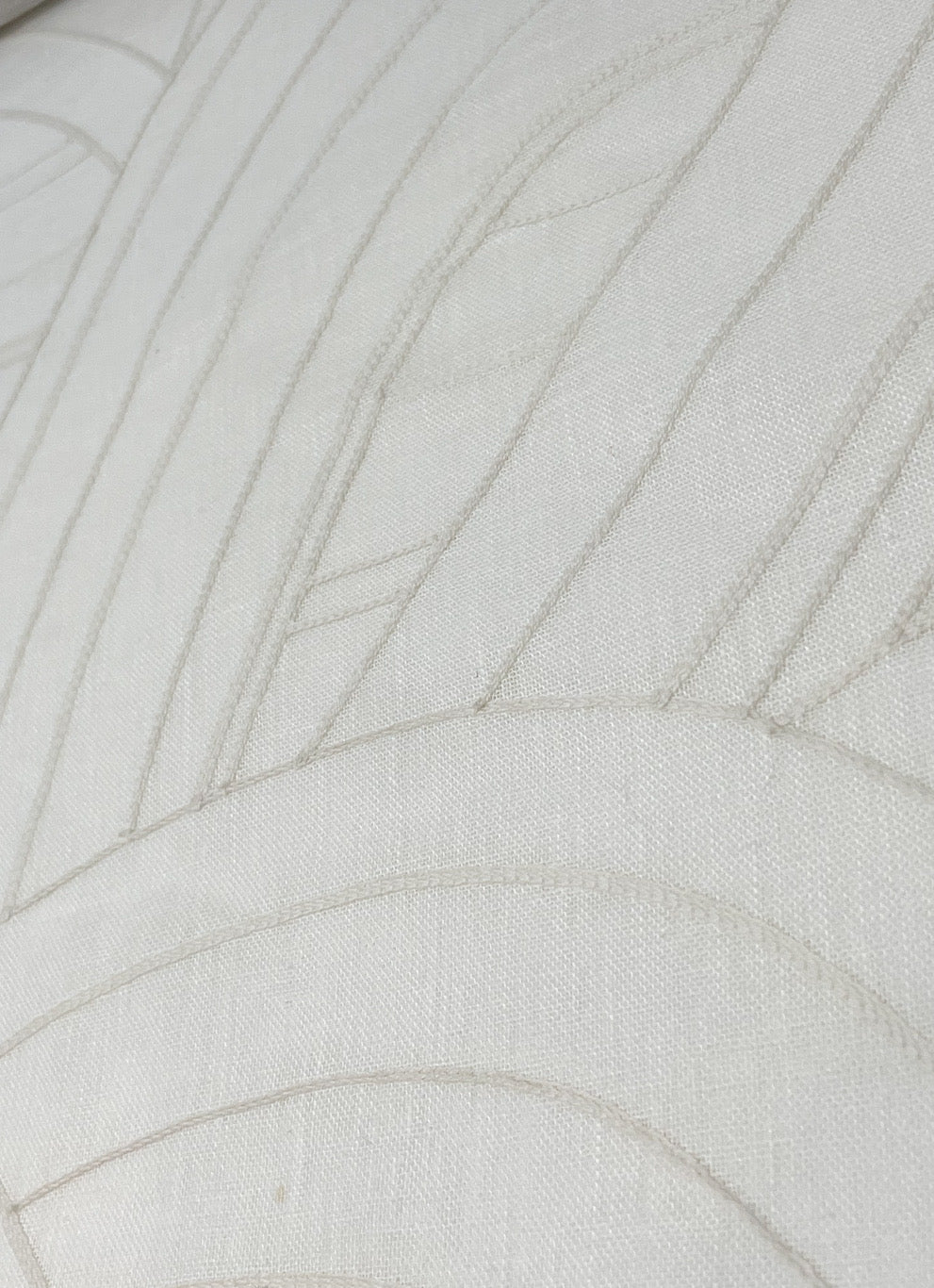 Wave Embroidery Geometric Blend Linen Sheer Fabric by the Yard / 54" Width / CL1136