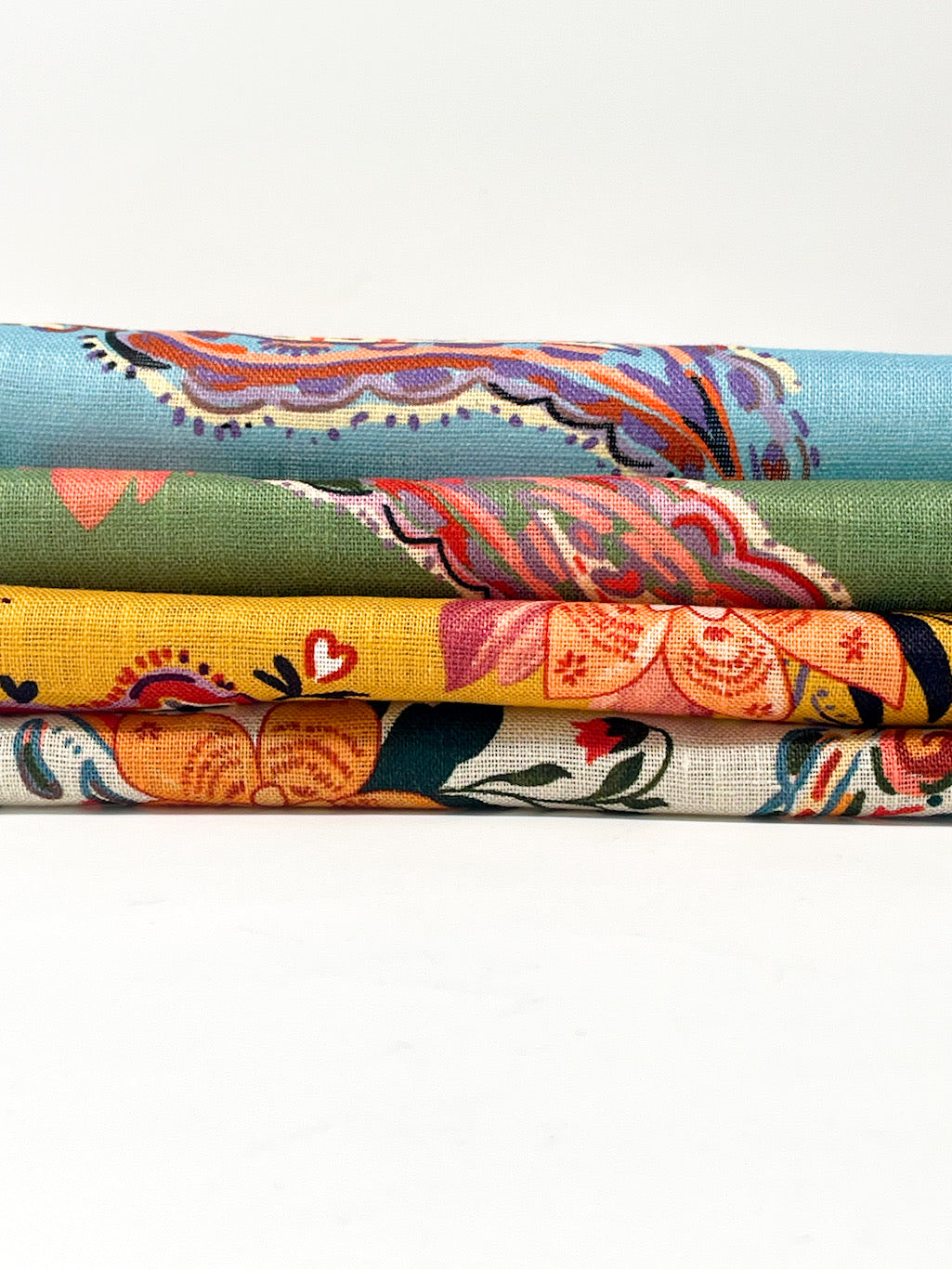 Paisley Floral Handkerchief Light Weight 100% Linen Fabric By The Yard/CL1107