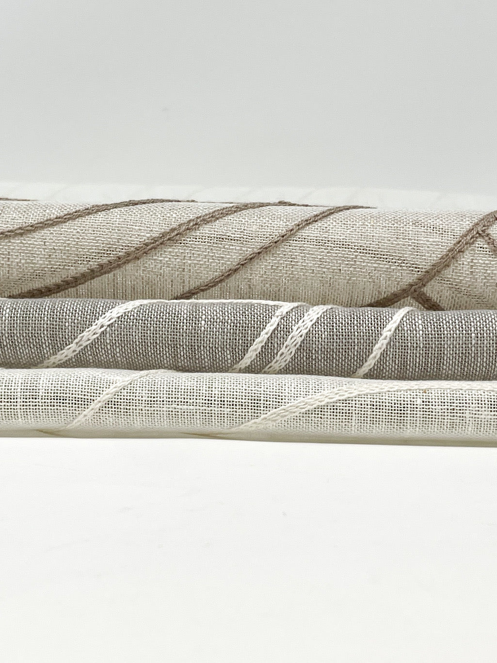 Wave Embroidery Geometric Blend Linen Sheer Fabric by the Yard / 54" Width / CL1136