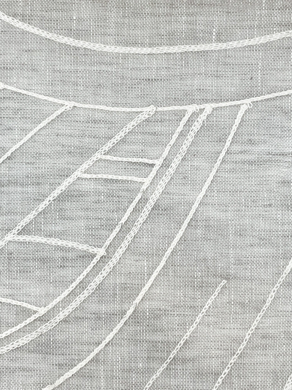 Wave Embroidery Geometric Blend Linen Sheer Fabric by the Yard / 54" Width / CL1136