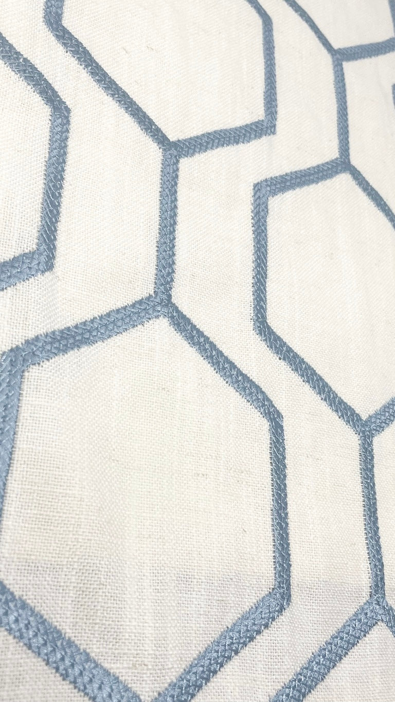 Geometric Embroidery Blend Linen Flat Roman Shade/CL1144