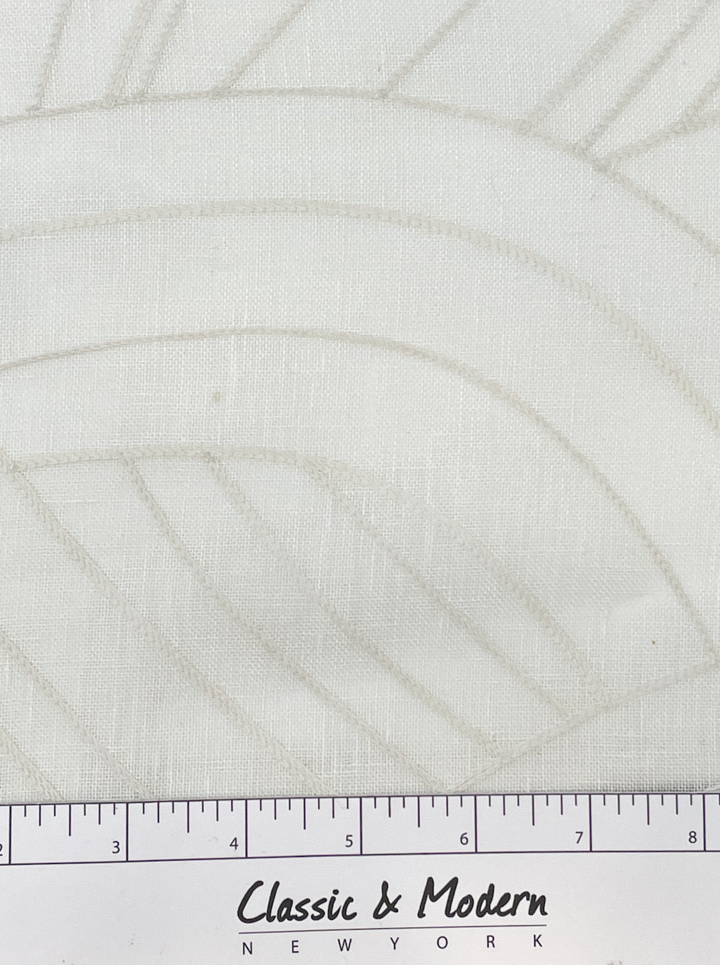 Wave Embroidery Geometric Blend Linen Sheer Fabric by the Yard / 54" Width / CL1136