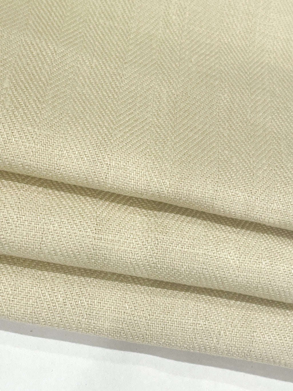 Ecru Herringbone Pattern 100% Natural Linen Flat Custom Roman Shade / CL1047
