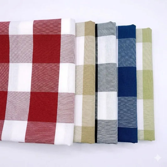 Premium Yarn-Dyed Cotton Linen Blend Classic Buffalo Check | Gingham & Ticking Stripe Fabric | CA1005