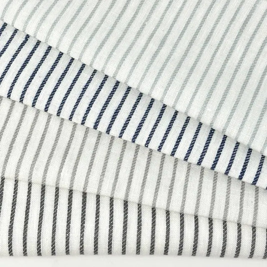 1/2" Ticking Stripe 100% Linen Custom Flat Roman Shade | CL1002