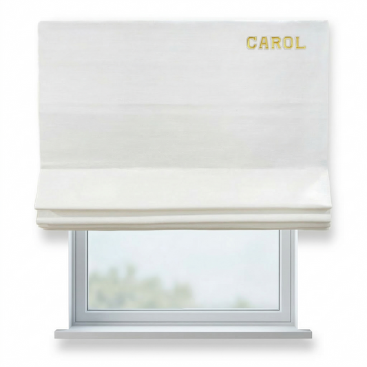 Personalized Name 100% Natural Linen Flat Roman Shade For Kid's & Nursery Room, CL1010