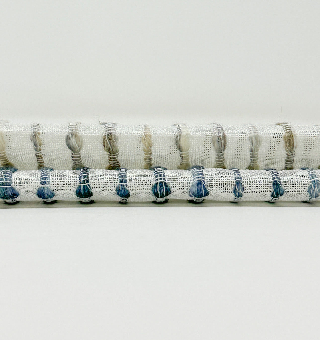 Embroidered Stripe Sheer Blend Linen Fabric by the Yard / 118" Width / CL1032