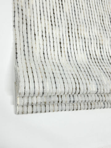 Beige ivory striped 100% Linen Casual Flat Roman Shade