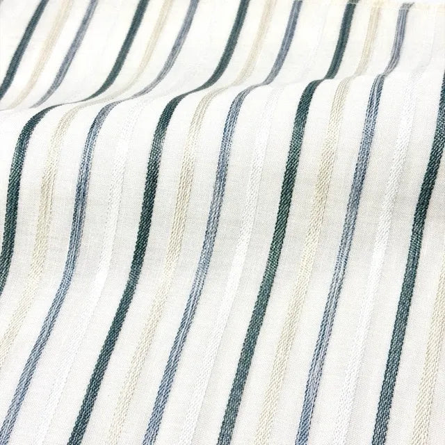 Sheer Linen Embroidery Stripe Farmhouse Flat Casual Roman Shade, CL1033