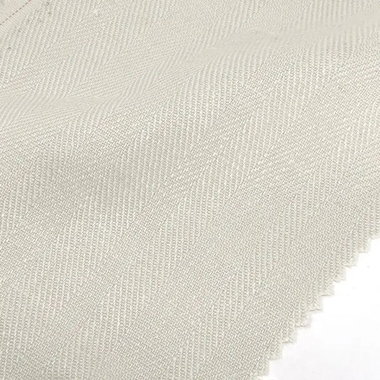 Custom Ecru Herringbone Natural Linen Flat Roman Shade | CL1047