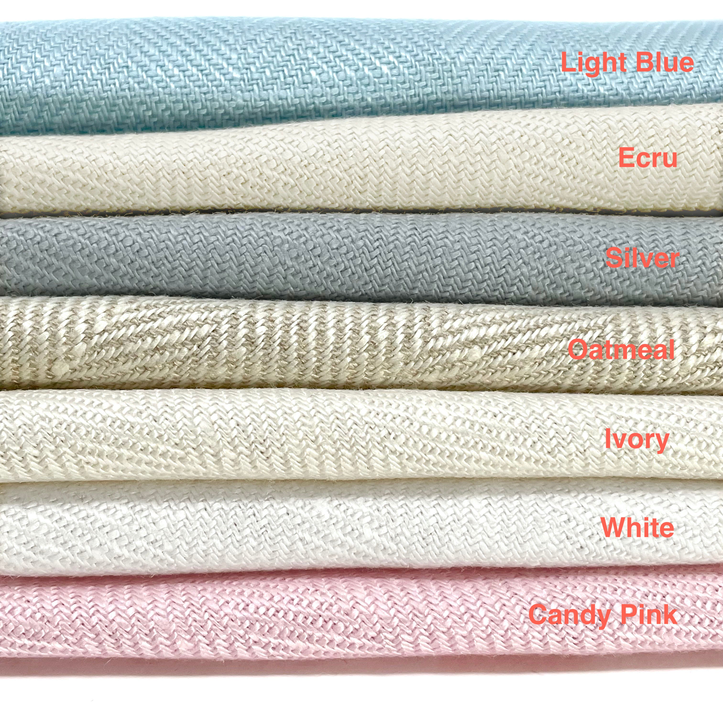 Pink Herringbone Pattern 100% Natural Linen Flat Custom Roman Shade / CL1047