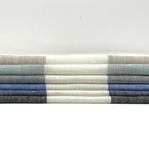 3" Stripe 100% Natural Linen Fabric By The Yard in different colors
