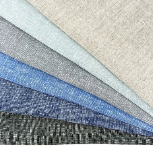 Blue Double Width 100% Natural Linen Fabric Flat Roman Shade, CL1056