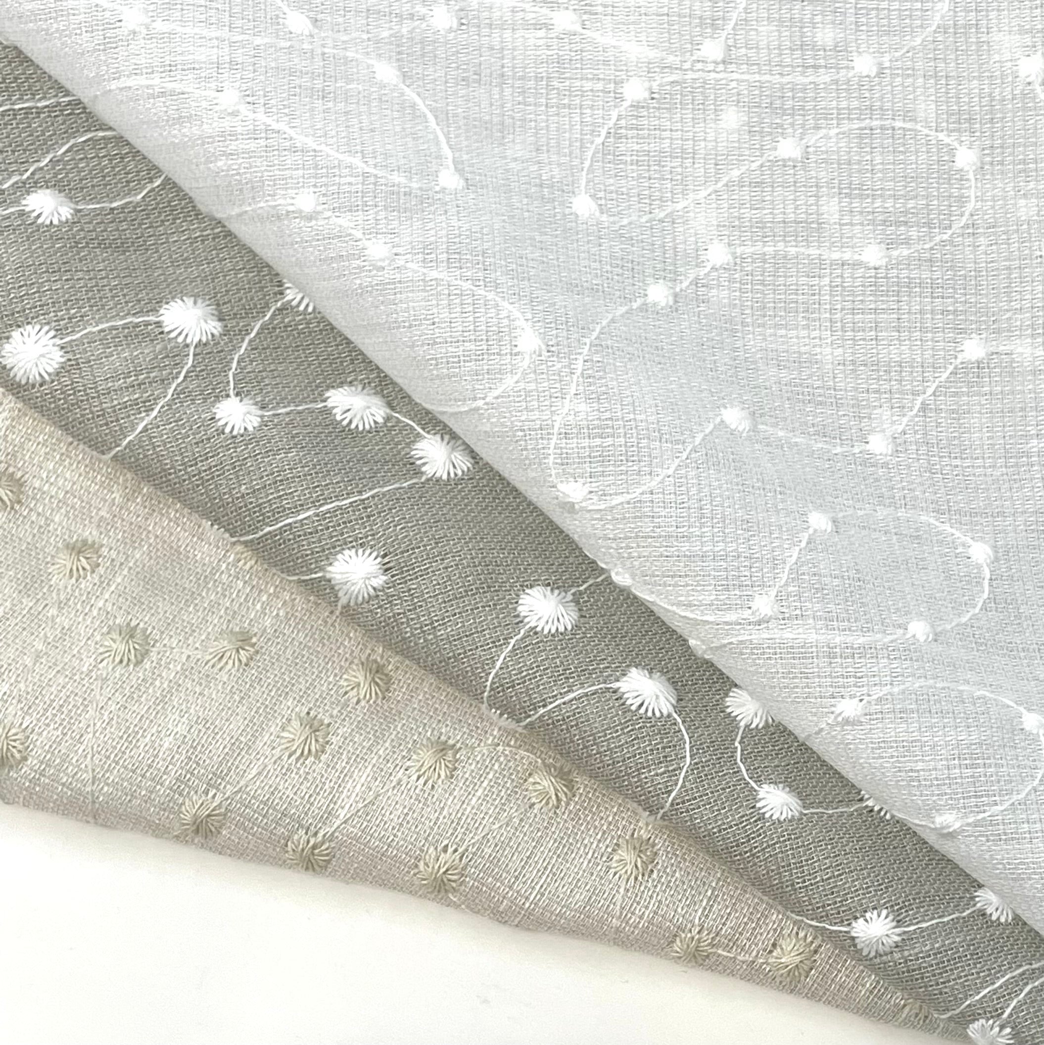 Embroidery Filigree Blend Sheer Linen Flat Relaxed Casual Roman Shade, Farmhouse contemporary Roman Shade/CL1059