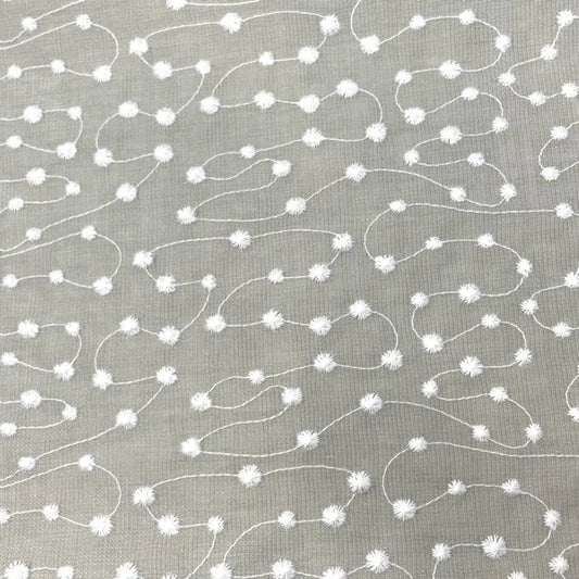 Elegant Embroidered Filigree Blend Linen Fabric by the Yard | 54" Width | CL1059