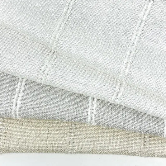 Stripe Embroidery Blend Linen Linen Flat Roman Shade | CL1060