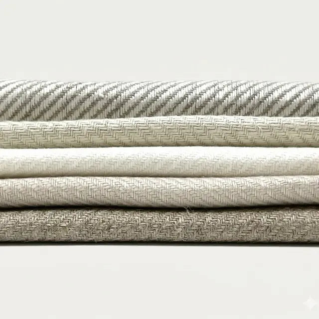 Diagonal Stripe 100% Natural Linen Fabric By The Yard, 54"Width, CL1074