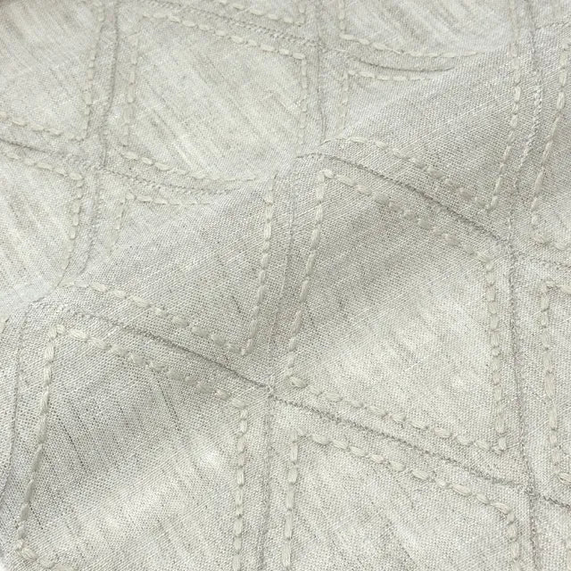 Embroidered Diamond Trellis Blend Linen Sheer Flat Roman Shade, CL1078