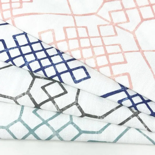 110" Extra Wide Geometric Infinity Knot Trellis Faux Linen Fabric By The Yard | 110"Width | CL1090