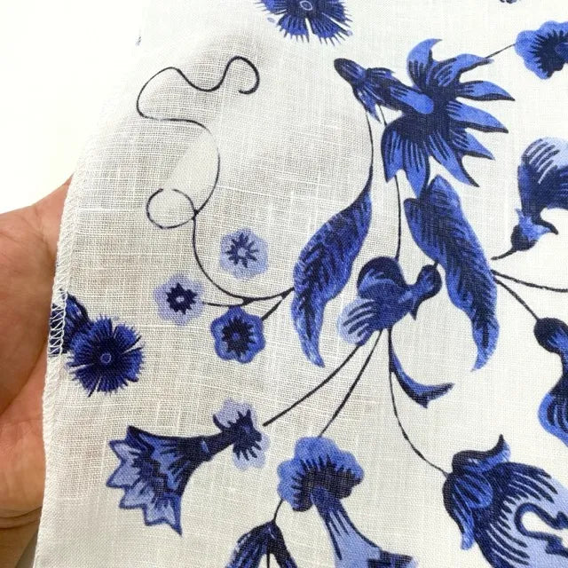 Blossom Flower Handkerchief Light Weight 100% Linen Fabric By The Yard, 57"Width, CL1111