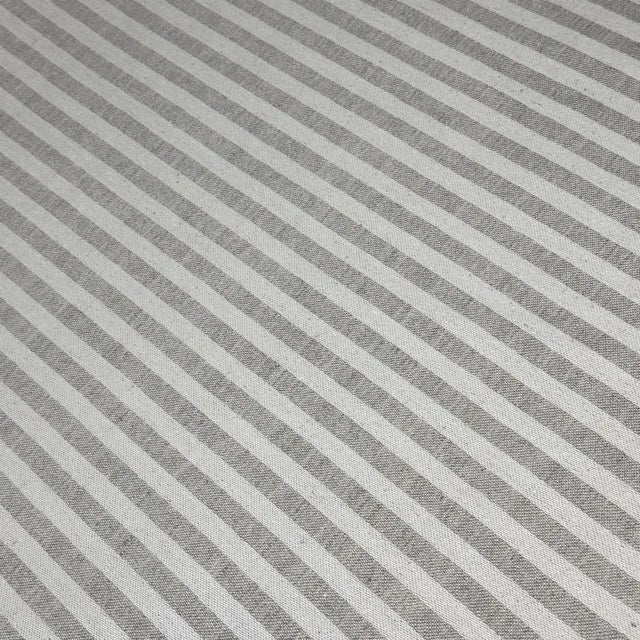 Beige and Tan 100% Striped Linen Flat Roman Shade, CL1115