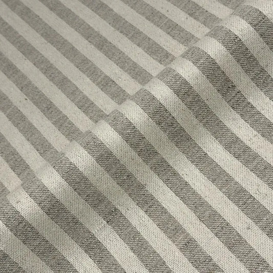 Beige and Tan Stripe 100% Linen Fabric By The Yard | 54"Width | CL1115