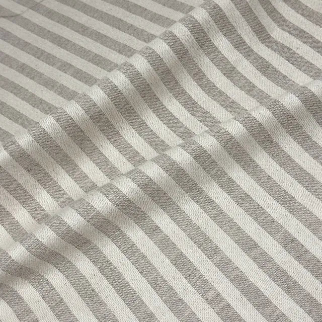 Beige and Tan Stripe 100% Linen Fabric By The Yard, 54"Width, CL1115