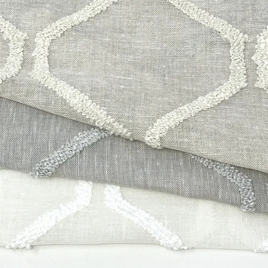 Embroidery Modern Geometric Blend Sheer Linen Fabric By The Yard | 54"Width | CL1133